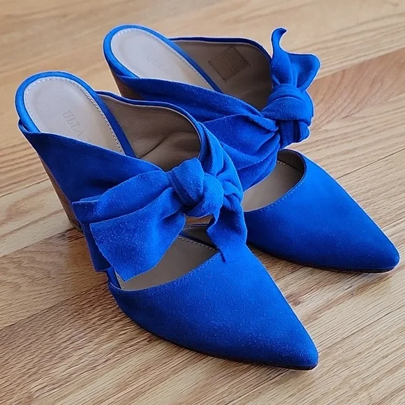 Ulla Johnson Royal Blue Heels with Bow Accent - Picture 2 of 16